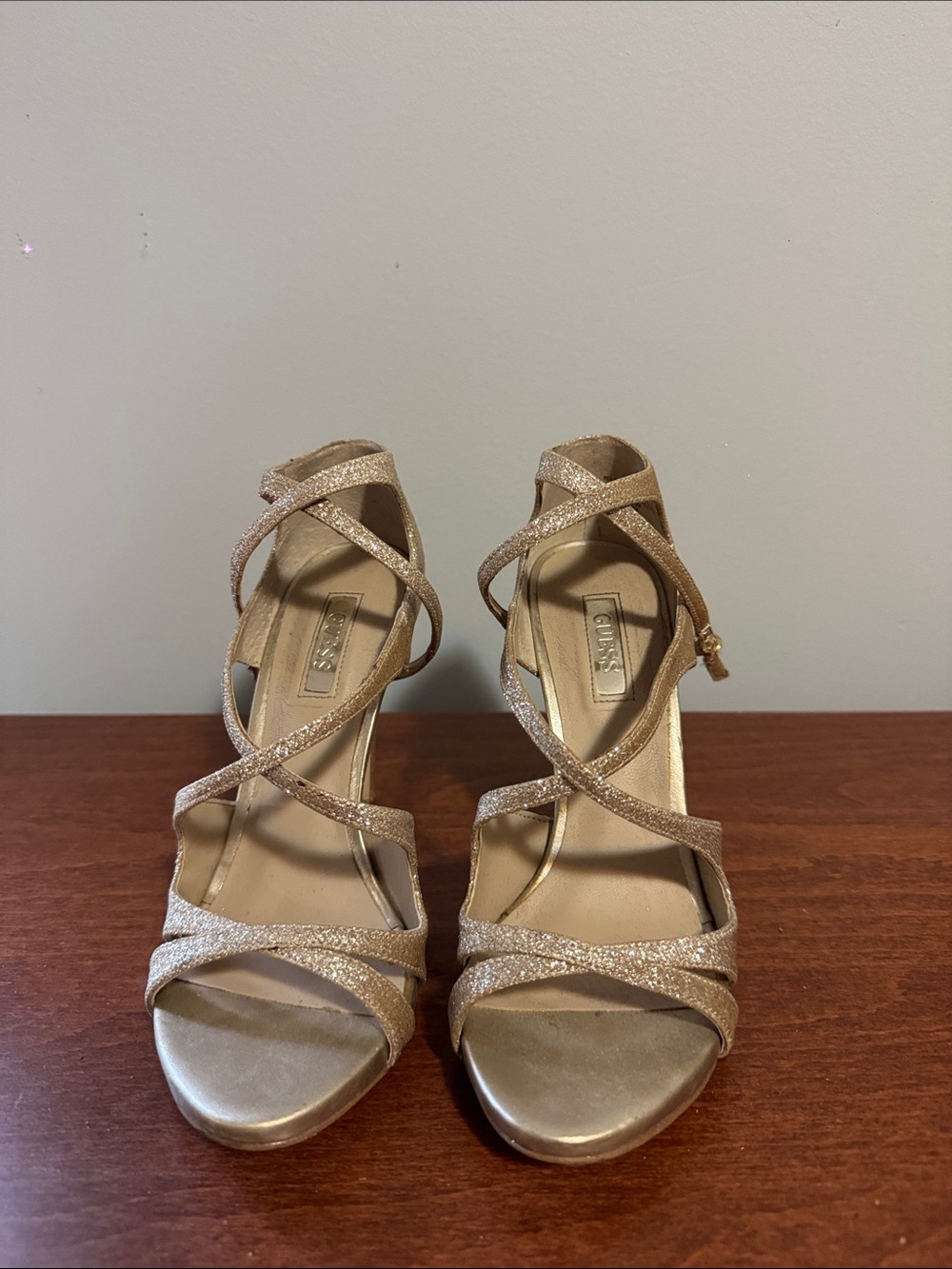 Vince Camuto Glitter Gold Strappy High-Heel Sandals